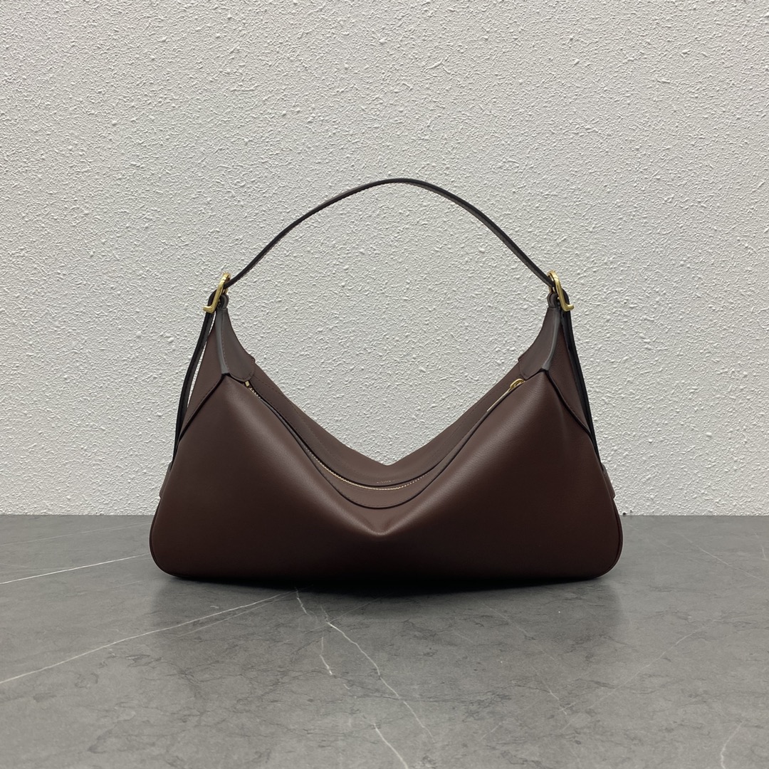 Celine Medium Romy Shoulder Bag Handbag In Supple Calfskin Dark Coffee 197443